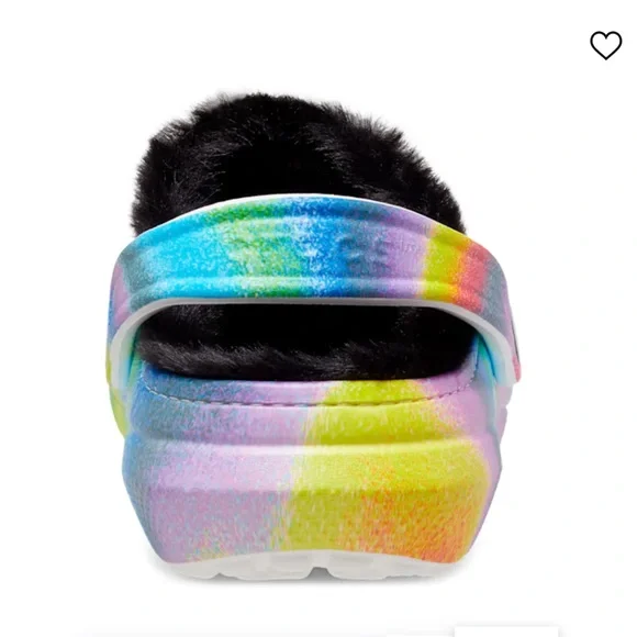 NWT Crocs Classic Fur Lined Spray Dye rainbow Clog in size 13 mens - Picture 4 of 9